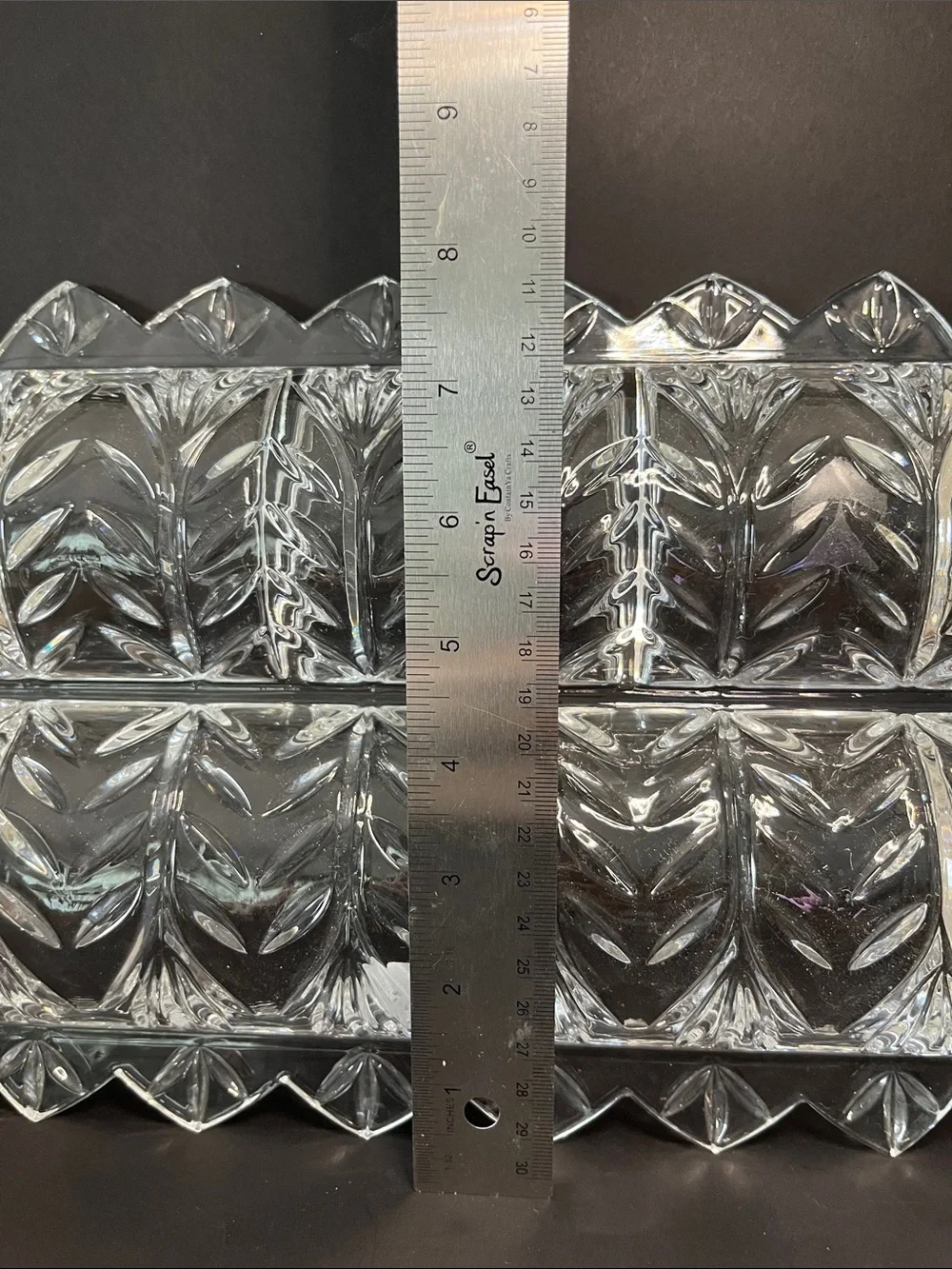 Fifth Avenue Crystal Poland Divided Serving Tray Leaf Vine Pattern